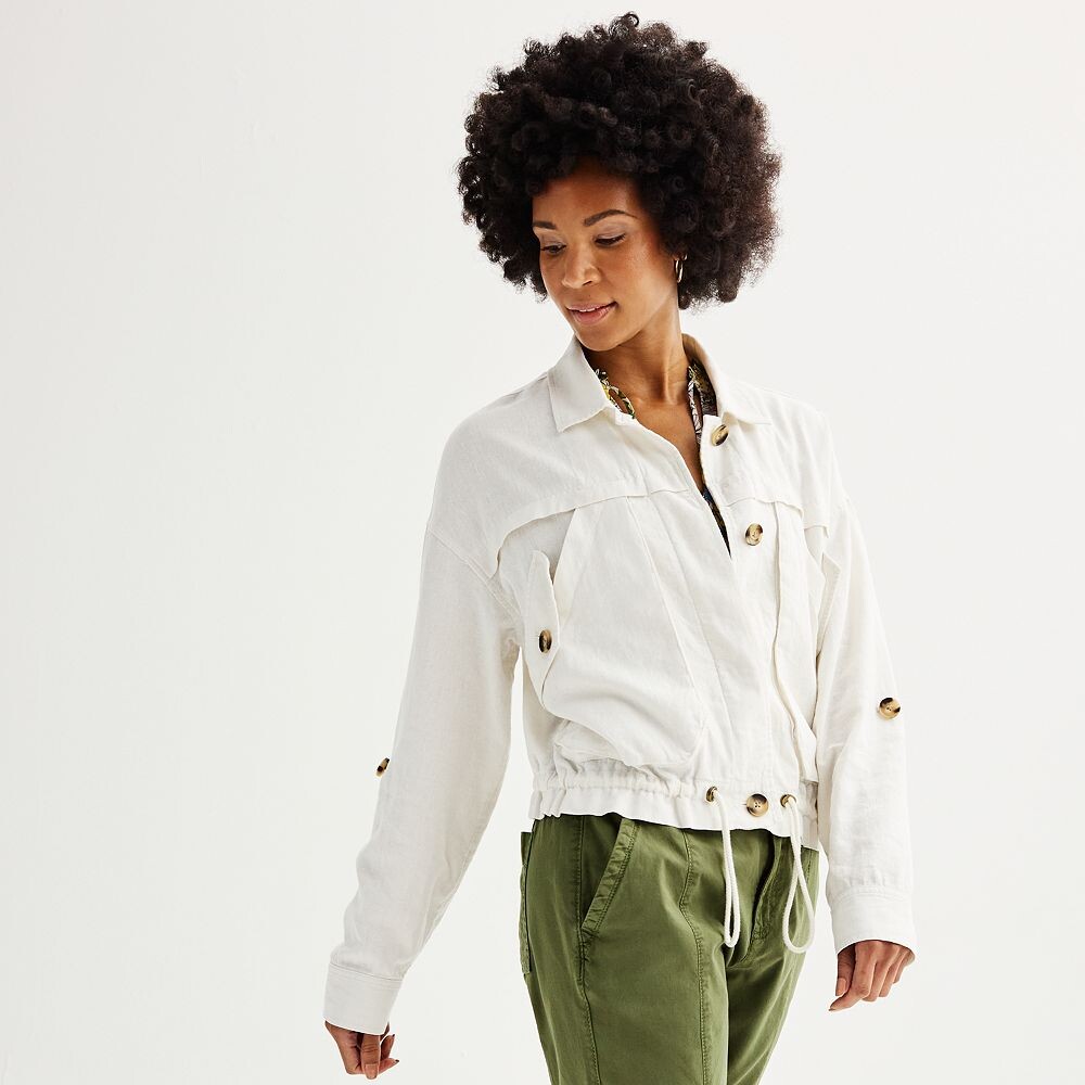

Льняная куртка Petite Sonoma Goods For Life, цвет Polar Beige