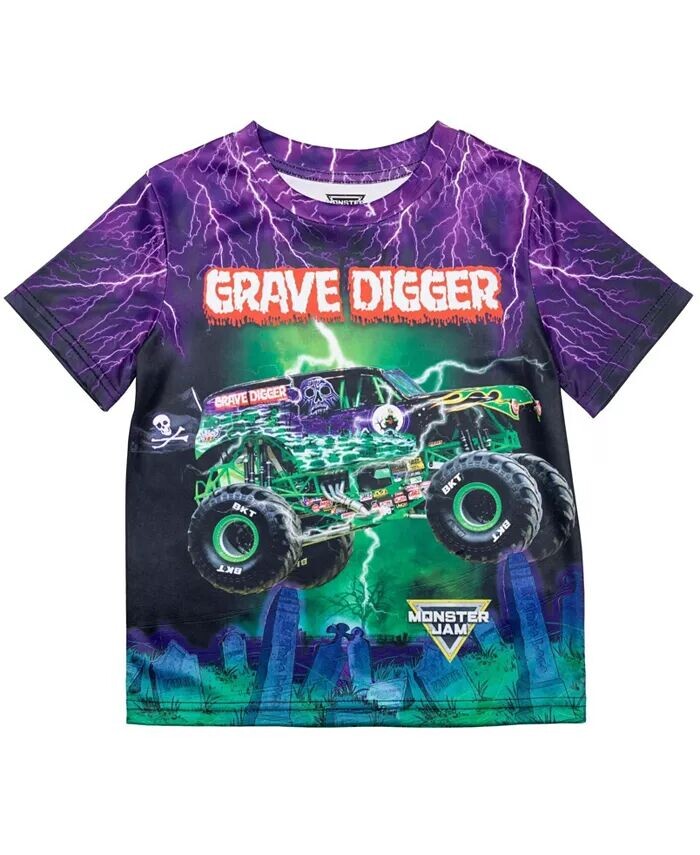 

Футболка для мальчиков Grave Digger El Toro Loco Megalodon Monster Jam, зеленый