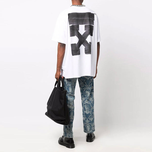 Футболка men's fw21 round neck arrow pattern printing short sleeve loose fit white t-shirt Off-White, белый — фото 4