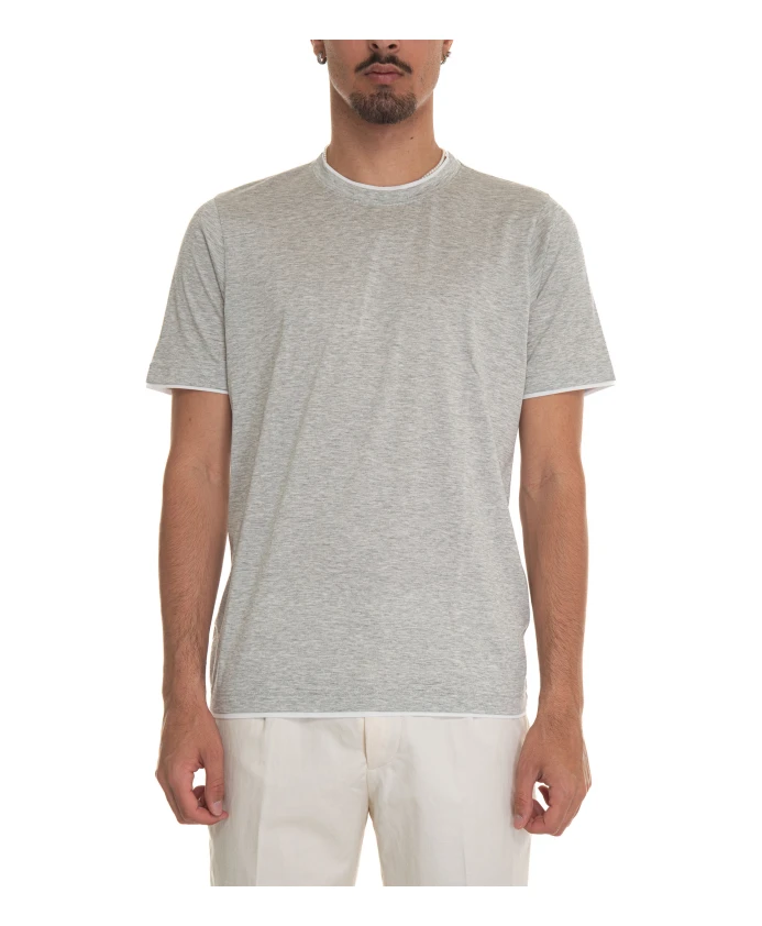 

Футболка из шелкового хлопка с контрастными вставками Gran Sasso, серый