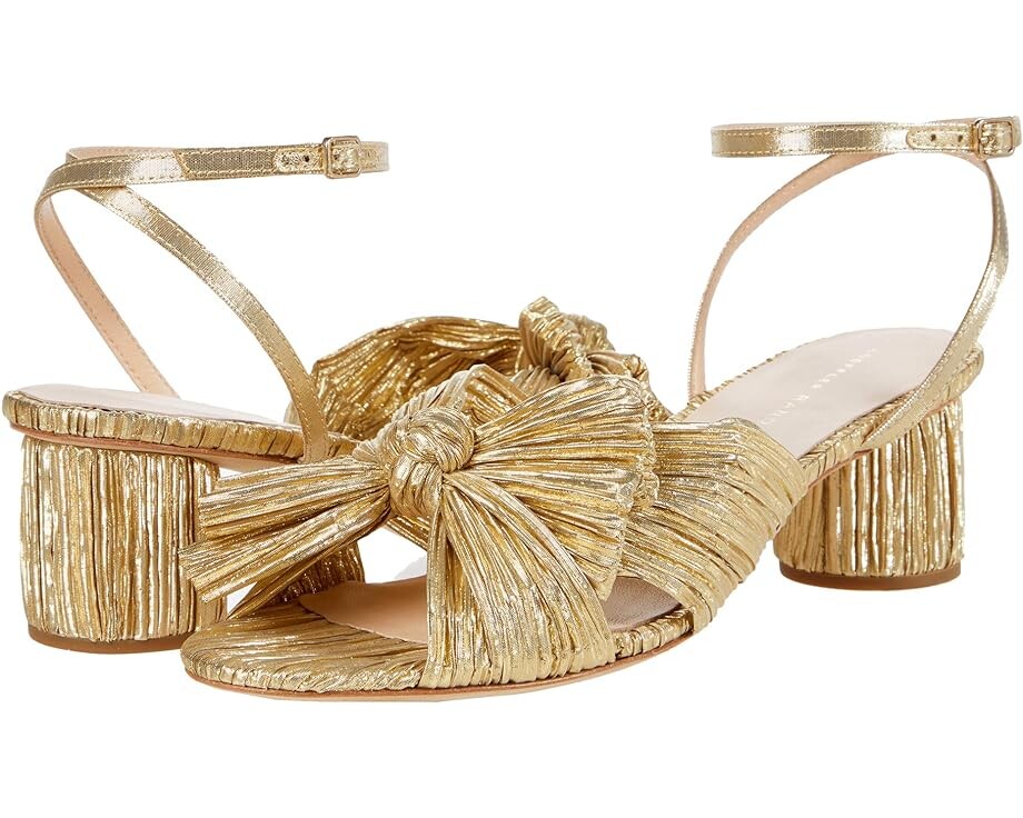 Туфли Loeffler Randall Dahlia Pleated Knot Mule with Ankle Strap, золотой