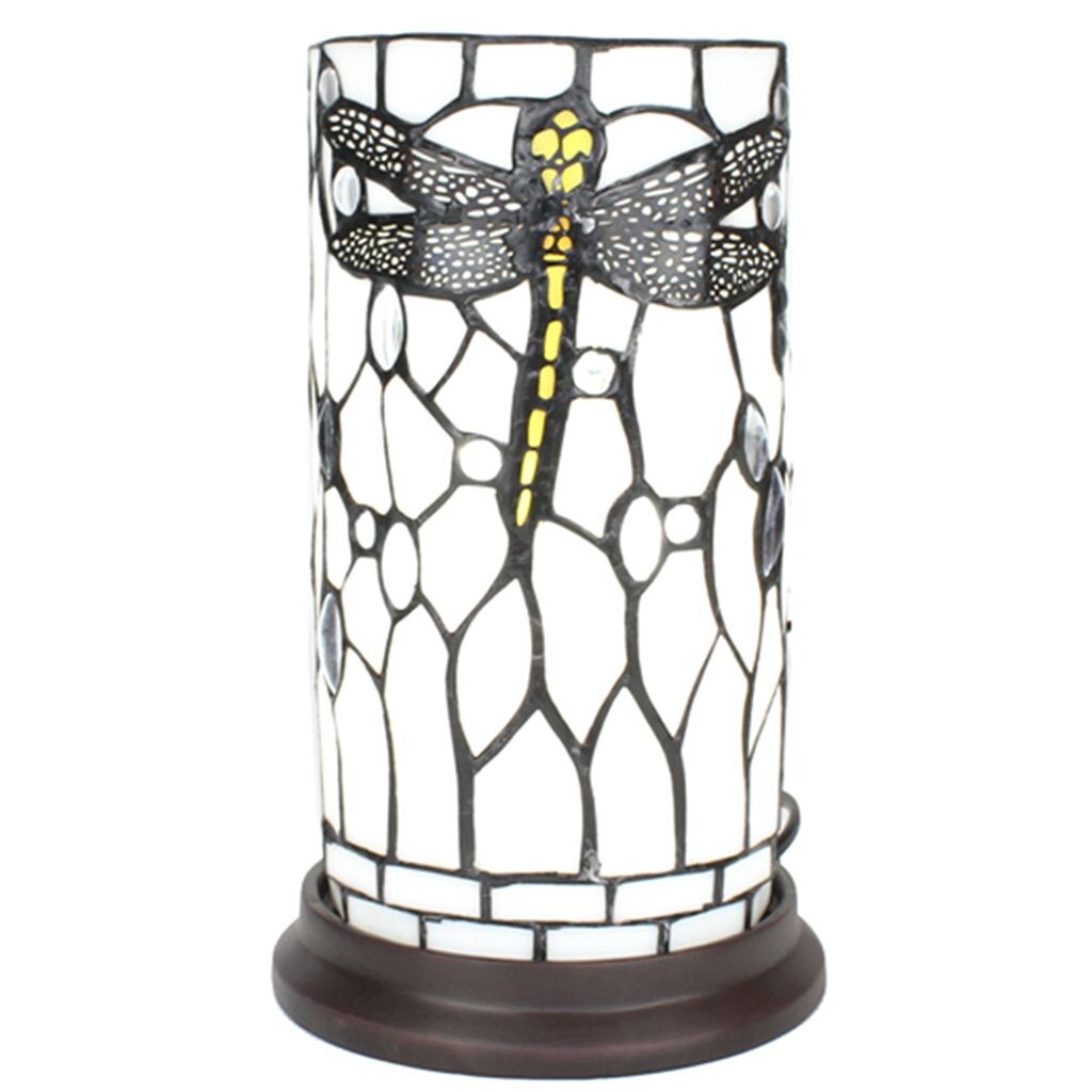 

Настольная лампа Clayre & Eef Tiffany Ø 15x26 см Белый Серый Стекло Пластик Круглая Стрекоза Clayre&Eef