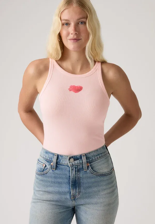 Топ Hayes racer top Levi'S, цвет малиновое сердце с кристаллами розовый — фото 3
