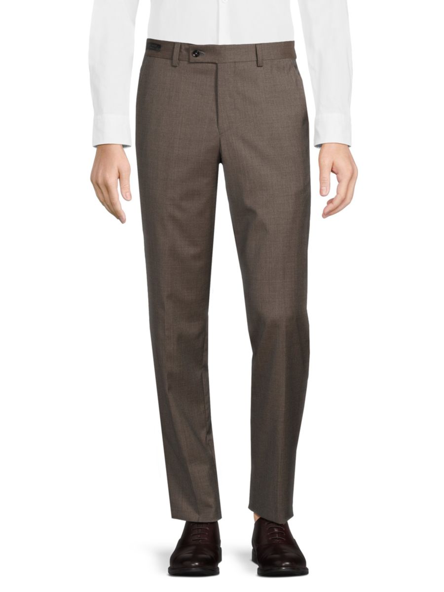 

Шерстяные брюки Jerome с плоским передом и современным кроем Ted Baker, коричневый