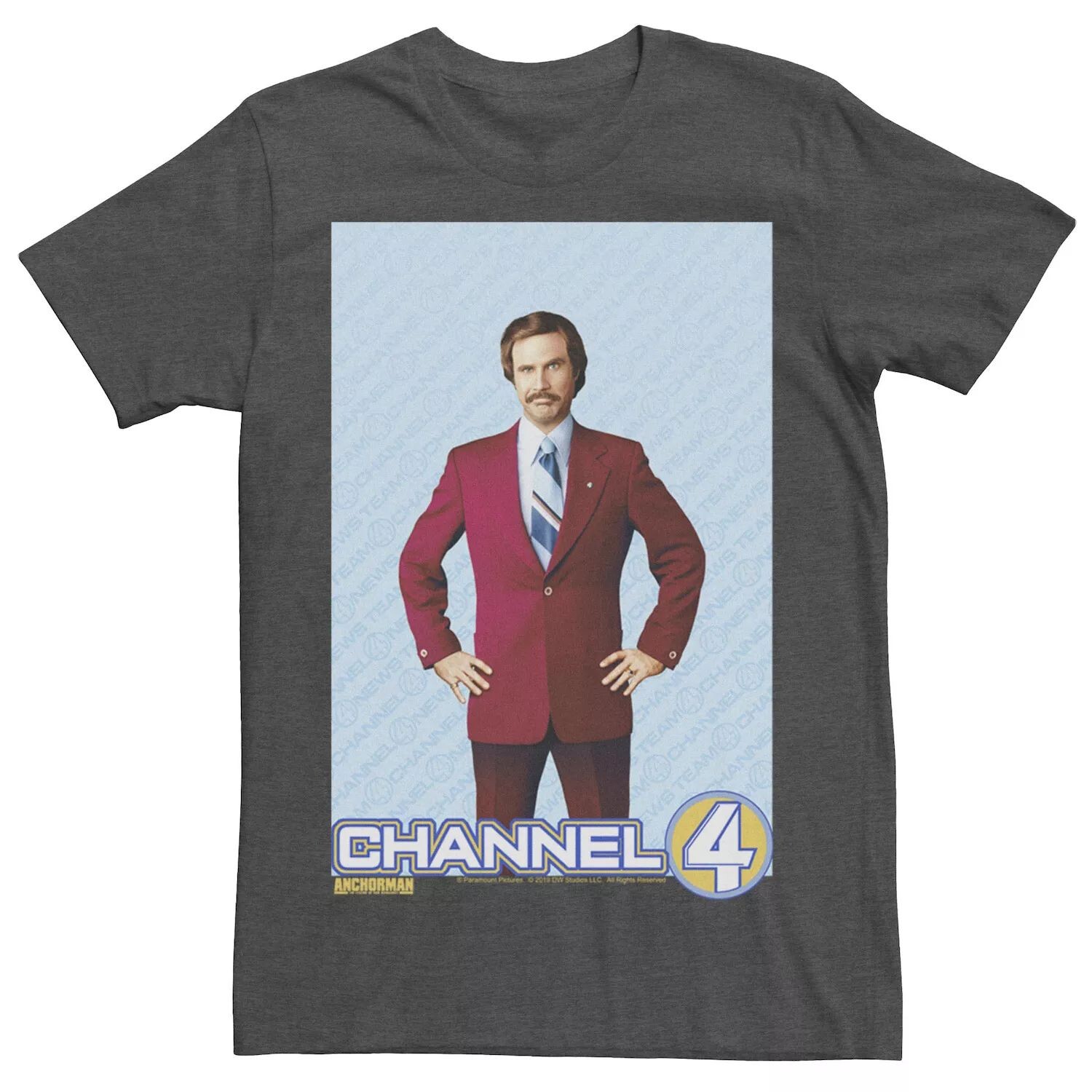 

Мужская футболка с портретом телеведущего Ron Burgundy Channel 4 Licensed Character