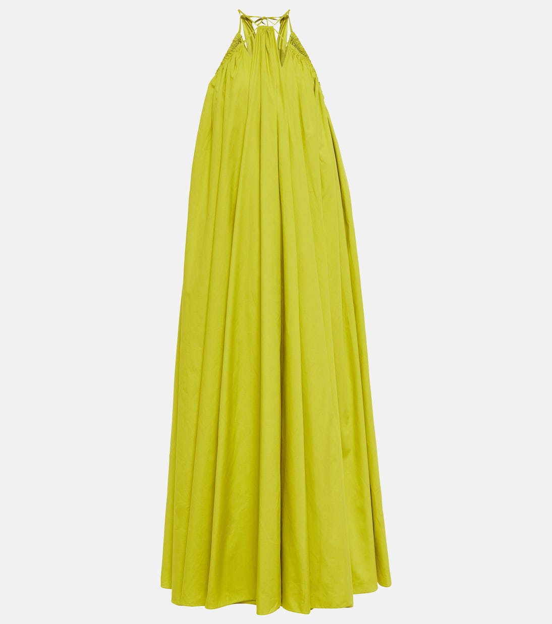 

Платье из хлопка с халтернеем Oscar de la Renta, Chartreuse
