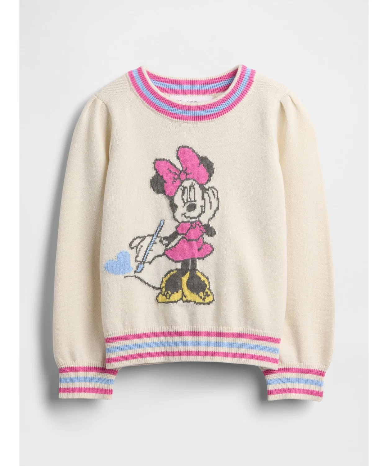 Свитер Gap × Disney Minnie Mouse для детей, хлопок 100%, длинный рукав, айвори