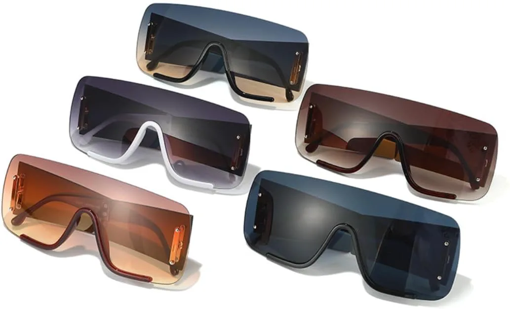 

Роскошные солнцезащитные очки в полуободковой оправе для женщин и мужчин в стиле панк, увеличенного размера, с плоской верхней частью HHZZYVY, White Gray