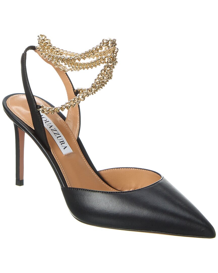 Кожаные туфли Aquazzura Flash 85 с пяткой на пятке, черный — фото 2