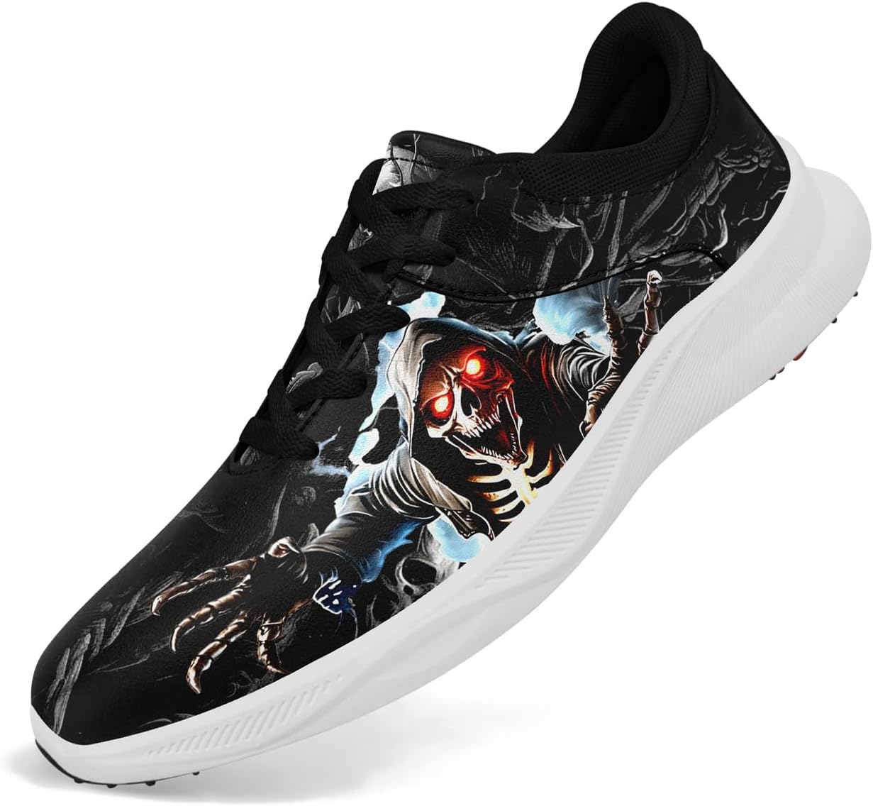 

Мужские гольф-кроссовки без шипов с автоматической вентиляцией подошвы, водонепроницаемые, стойкие к скольжению готико-панк рок стиль модные гольф-кроссовки для женщин Coolcustomize, черный