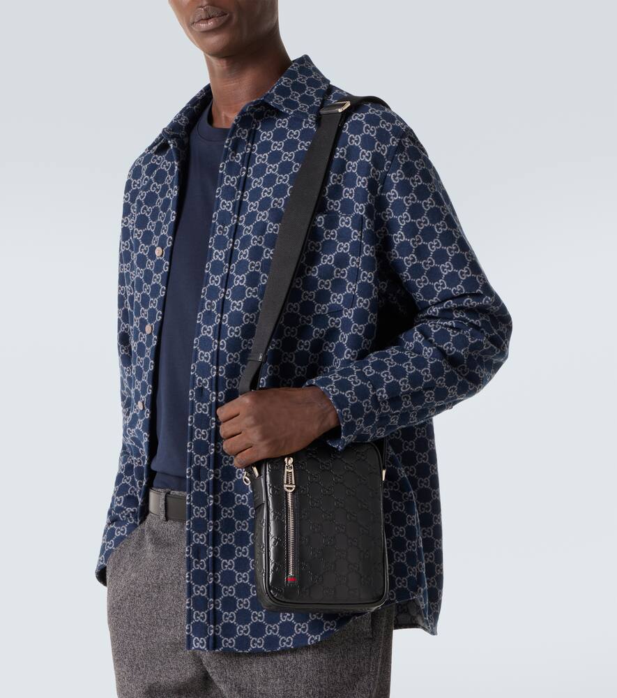 Маленькая кожаная сумка GG через плечо Gucci, Blk/Blk/Blk/Vrv — фото 2