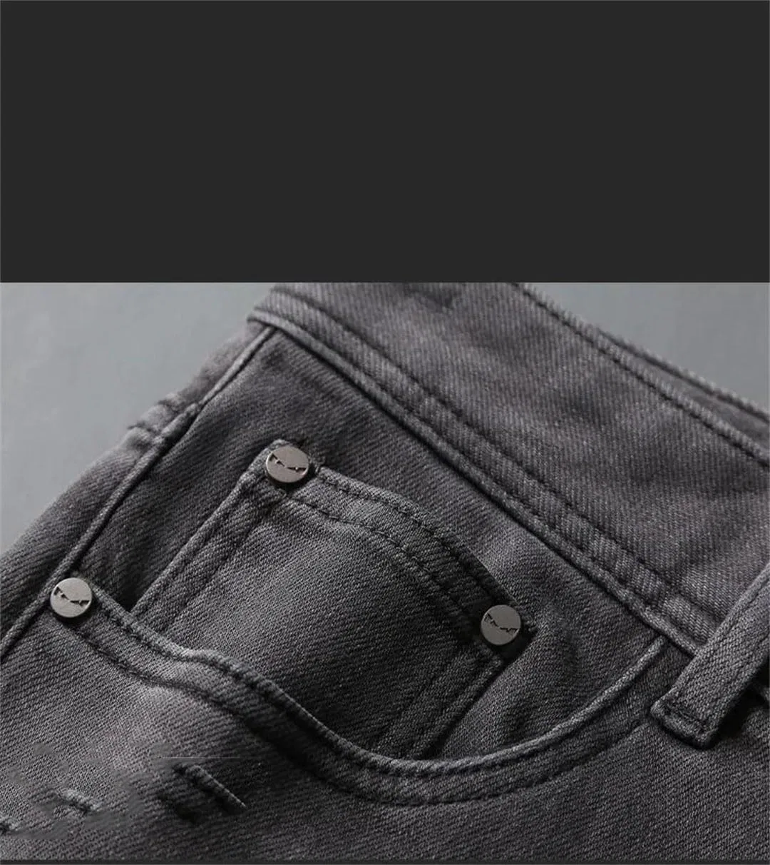 Джинсы прямые Slim Fit серый — фото 2