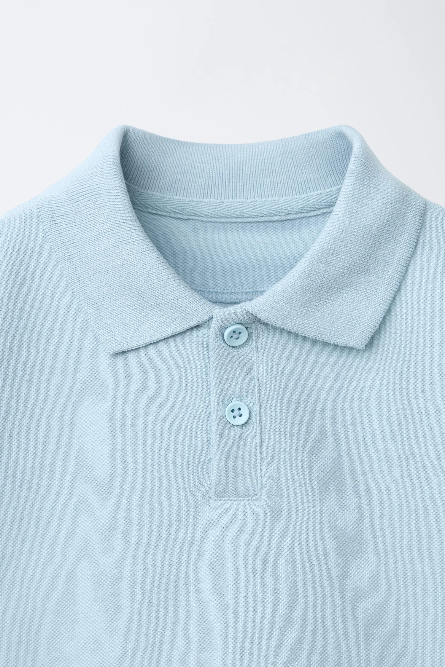 Однотонная рубашка-поло пике Zara, светло-голубой — фото 3