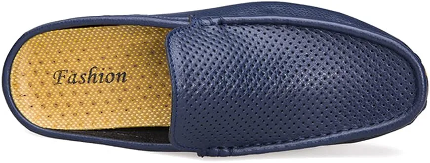 

Мужские классические кожаные тапочки, офисные, повседневные, домашние, без задника, мокасины, мягкие и удобные мужские обувь для вождения Abborora, синий