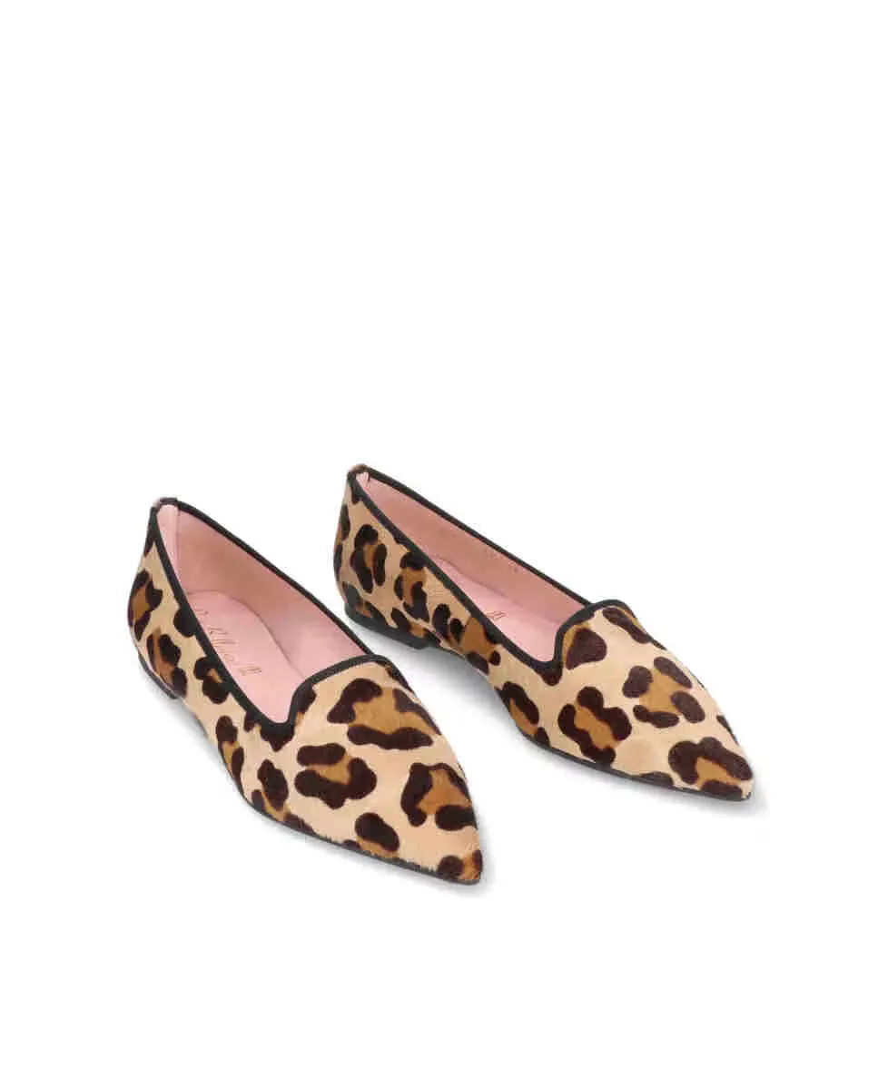Женские тапочки из кожи с меховым эффектом и животным принтом Pretty Ballerinas, светло-коричневый — фото 2