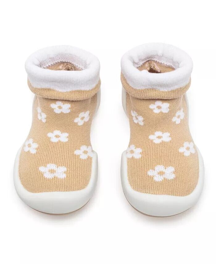 

Дышащие моющиеся нескользящие носки для маленьких девочек, ромашки - латте Komuello, бежевый