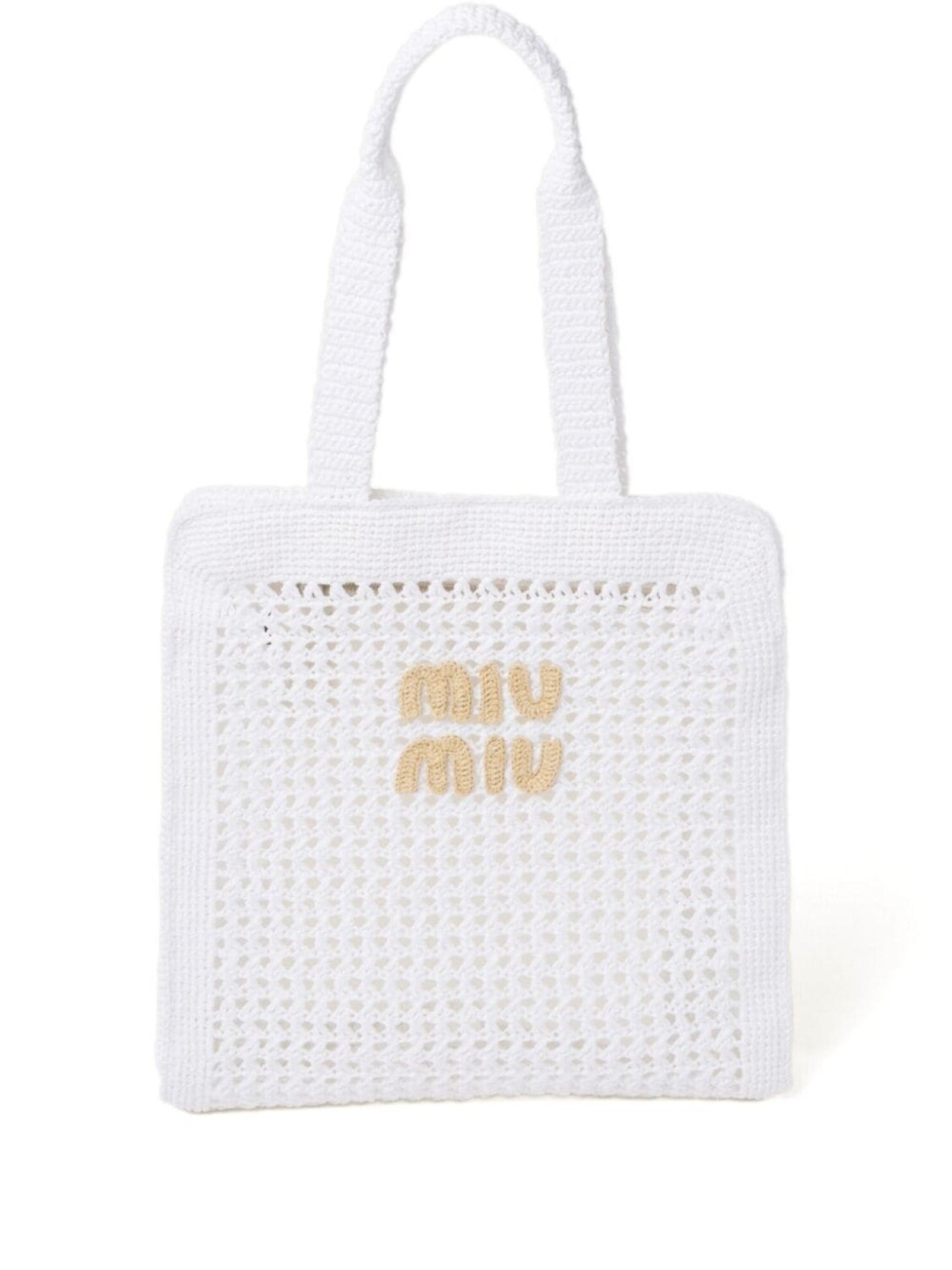 

Сумка Miu Miu в технике кроше с логотипом, белый