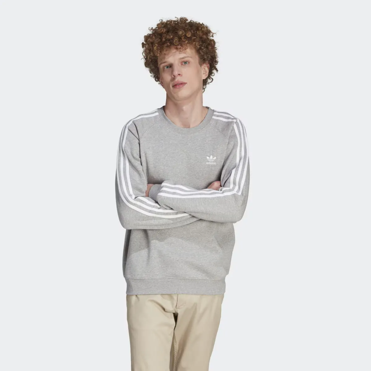 

Мужская толстовка Adidas Originals Crew с тремя полосками, серый