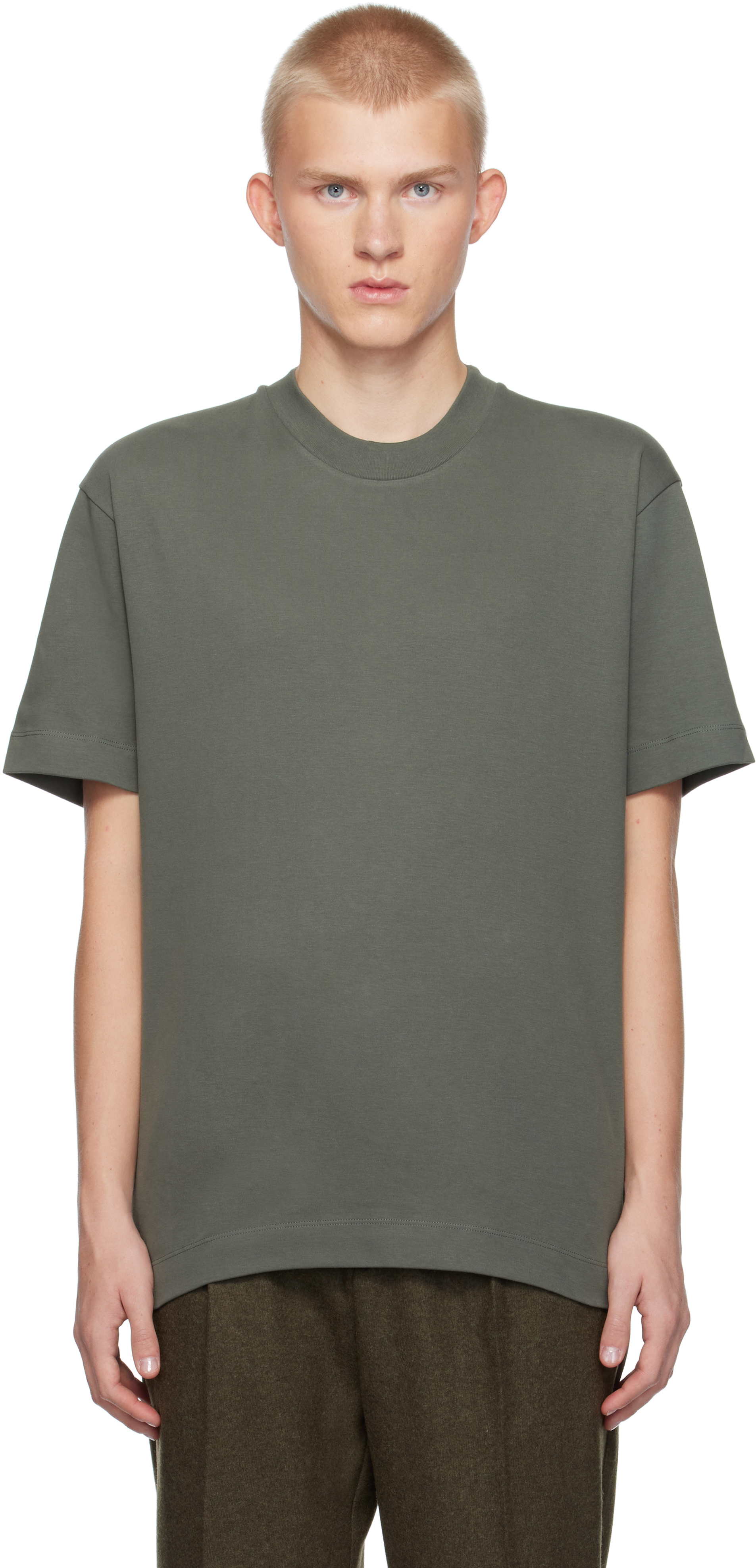 

Зеленая свободная футболка Heavyweight Sunspel, Drill green