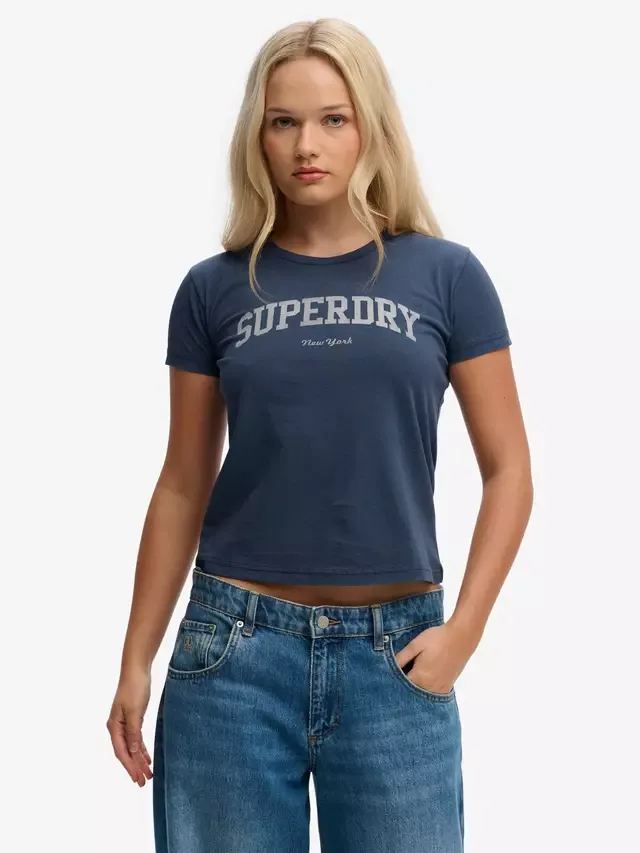 Спортивная приталенная футболка с графическим принтом Athletic Essentials Superdry, Lauren Navy