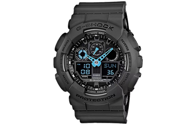 

Casio Мужские часы GA-100C-8A с жидкокристаллическим/аналоговым двойным дисплеем, диаметр 51,2 мм, черные