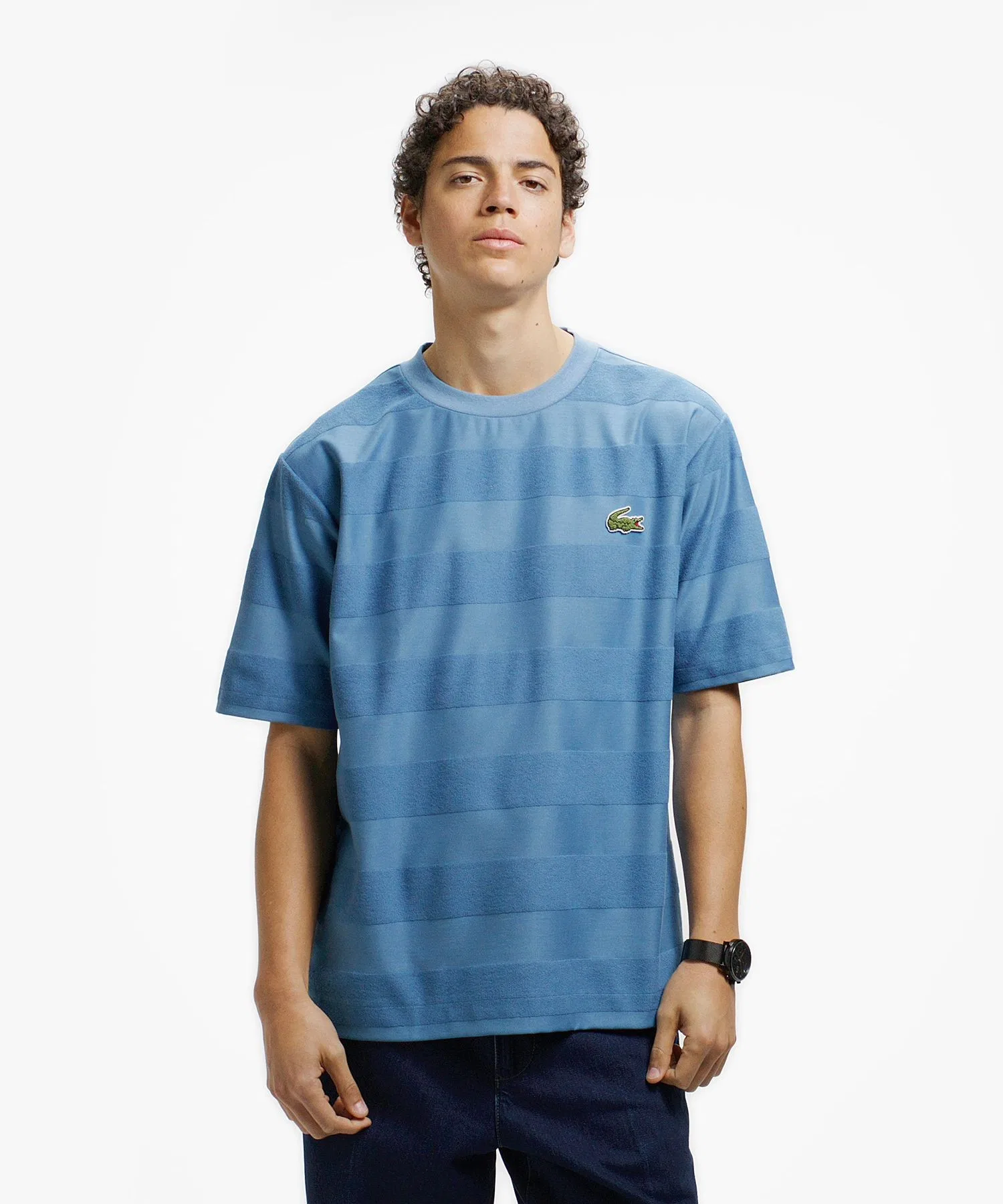 Футболка Lacoste мужская с коротким рукавом, контрастные вставки, белый