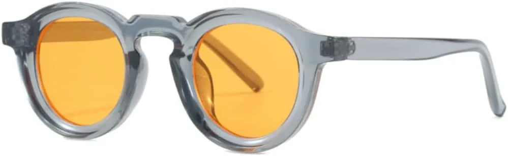 

Солнцезащитные очки для мужчин и женщин - защита UV400 - круглые прозрачные линзы в стиле панк для занятий спортом на открытом воздухе и вождения DSVIGF, Black