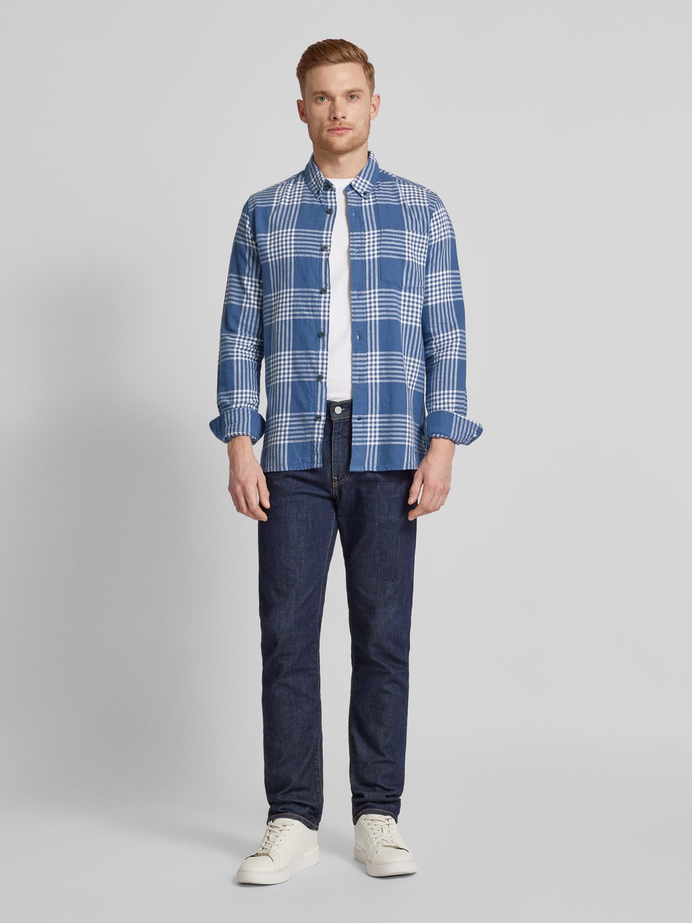 

Рубашка свободного покроя с воротником на пуговицах Knowledge Cotton Apparel, синий