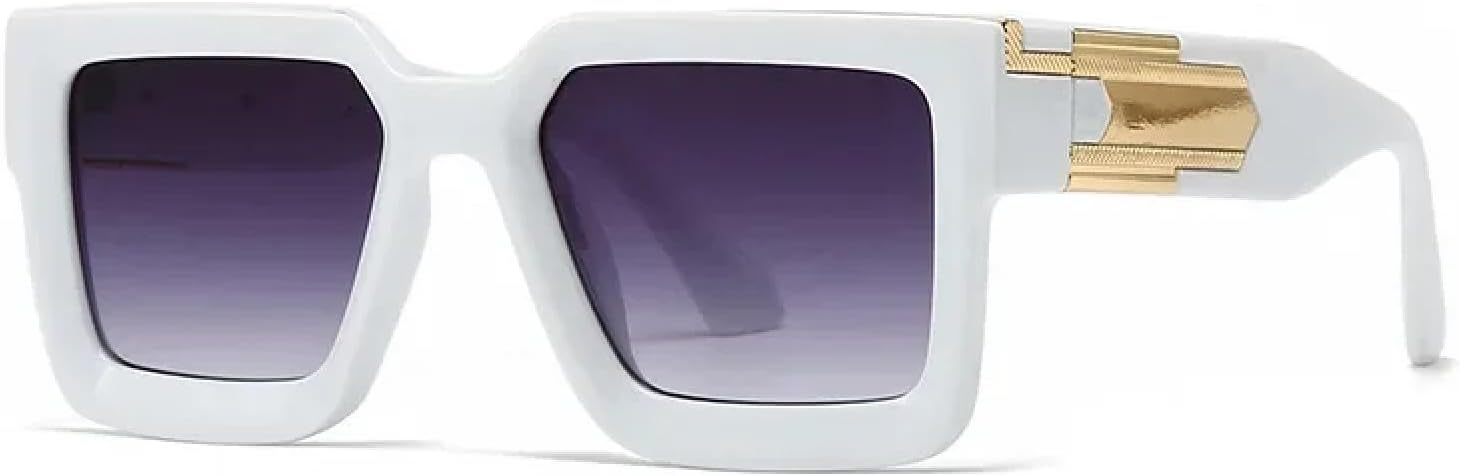 

Классические солнцезащитные очки с большой вогнутой оправой для женщин и мужчин, роскошные винтажные панк-очки, популярные очки с защитой от УФ-излучения UV400 TKKTLLT, White Gray