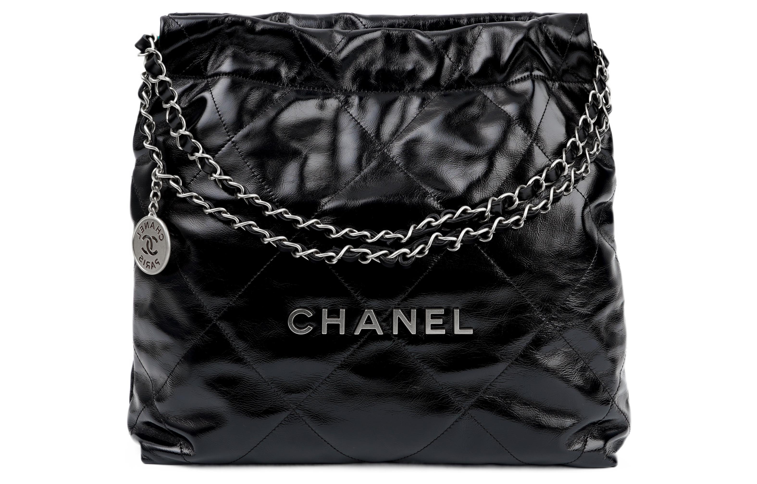 

CHANEL Сумка-шоппер из гладкой телячьей кожи, 22 сумки, сумка через плечо, женская, черная