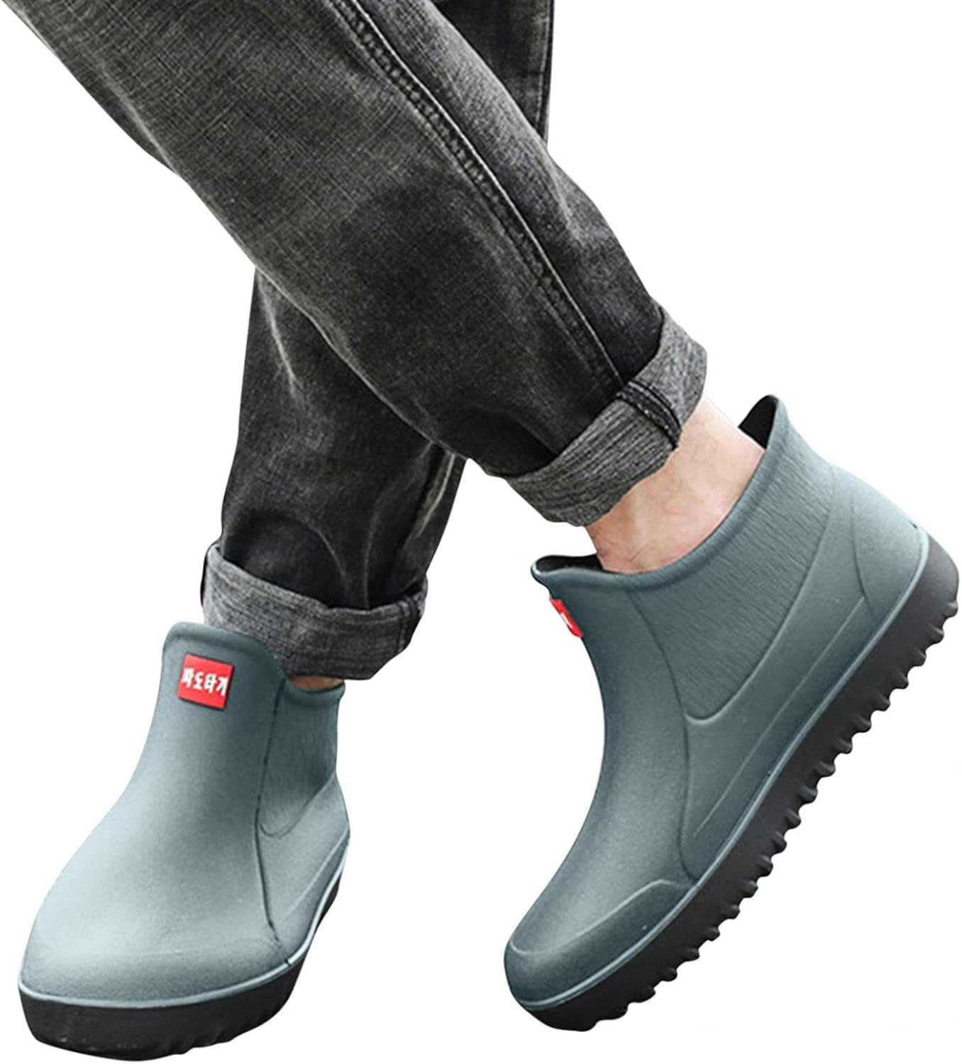 

Мужские короткие резиновые сапоги Hbeylia, водонепроницаемые, садовые, с антискользящей подошвой, на платформе, легкие, до щиколотки, резиновые сапоги до середины голени для работы на улице и садоводства, зеленый