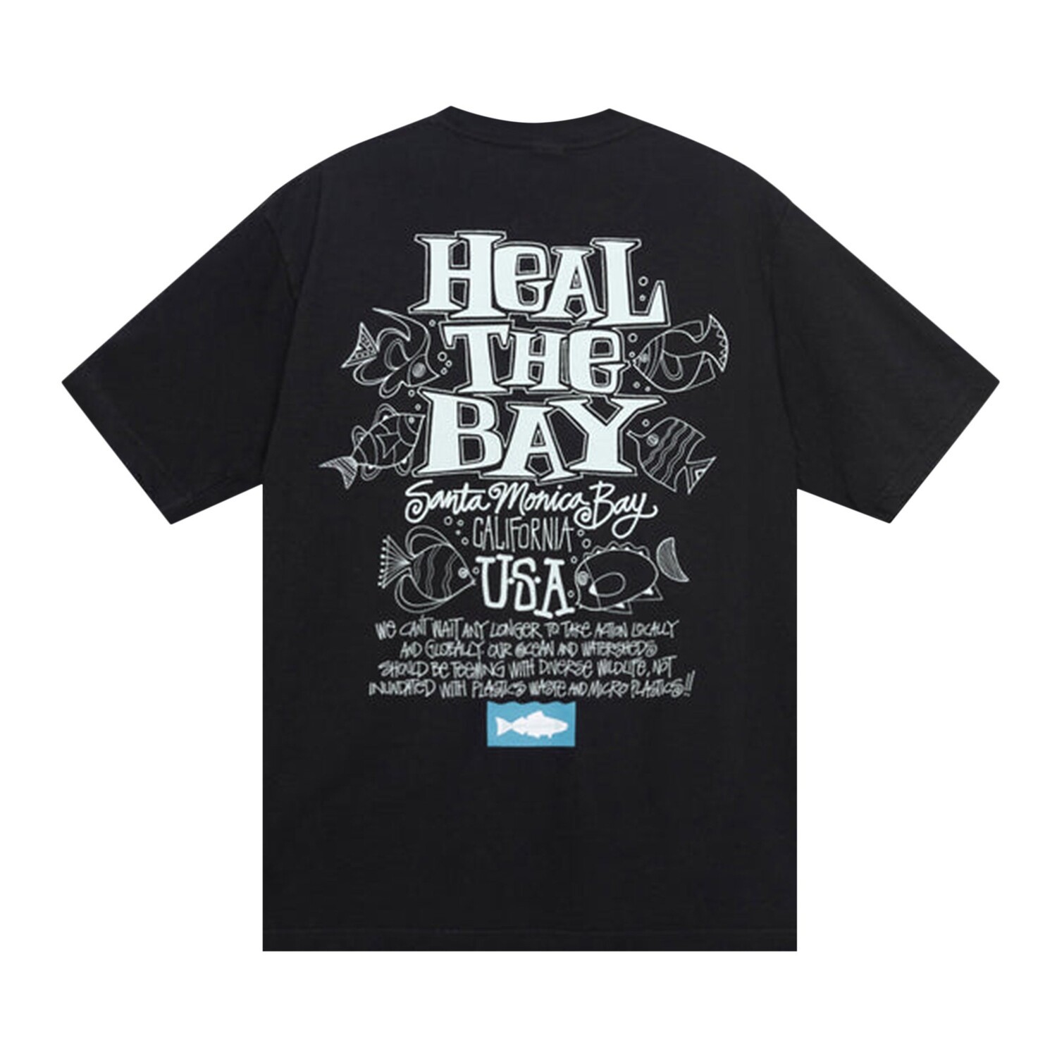 Футболка Stussy Heal The Bay Ocean, окрашенная в пигмент, черная — фото 2