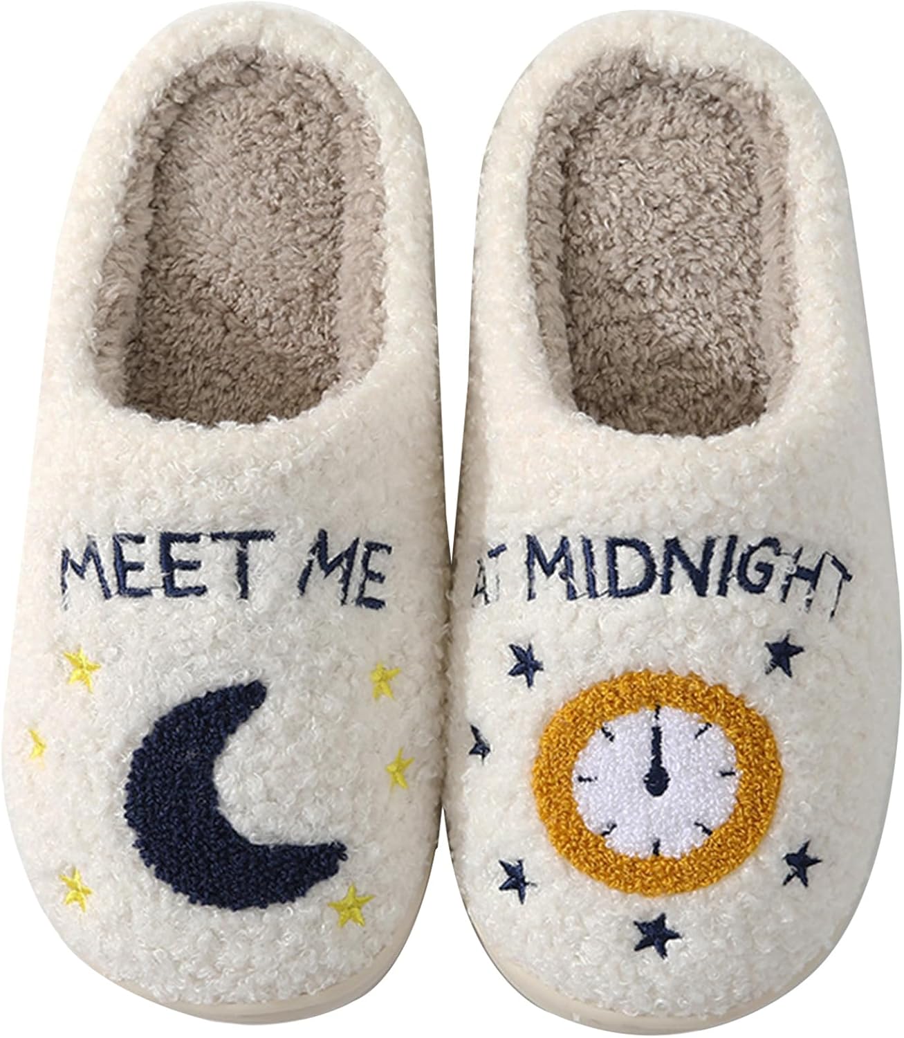 

Женские и мужские тапочки с закрытым носком, пушистые, с ортопедической стелькой для дома, для спальни, для пары, домашняя обувь Generic, Moon
