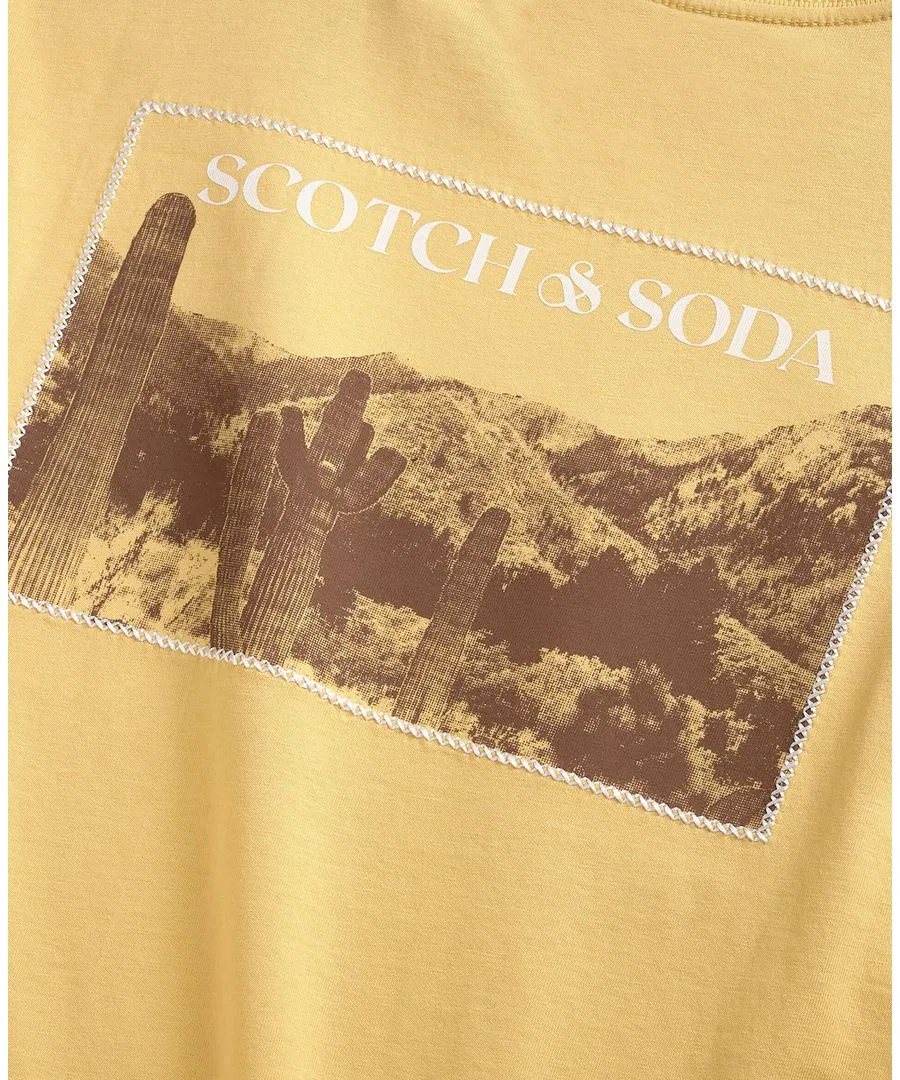 Детская футболка с коротким рукавом и графическим принтом, размер 8-16 Scotch & Soda, желтый — фото 3