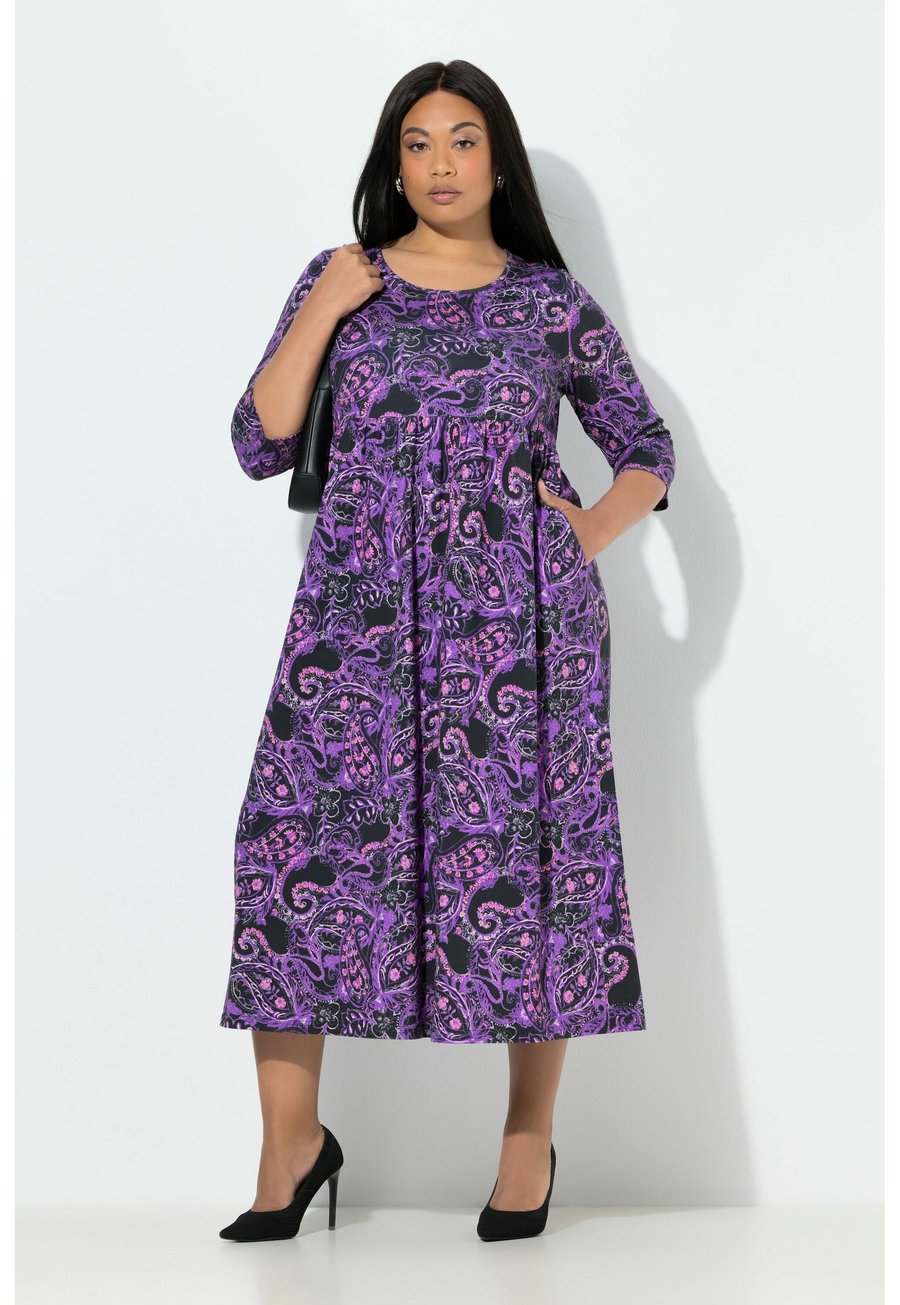 

Платье Ulla Popken PAISLEY, A-LINIE, RUNDHALS, 3/4-ARM, TASCHEN, Black