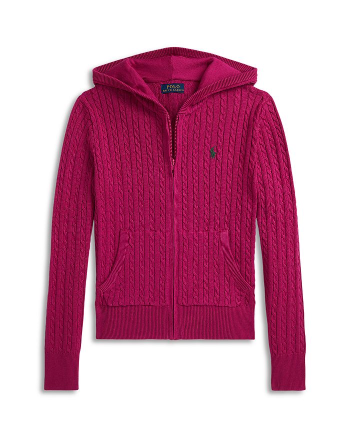 

Детская хлопковая худи с мини-косами на молнии - для девочек старшего возраста Ralph Lauren, розовый