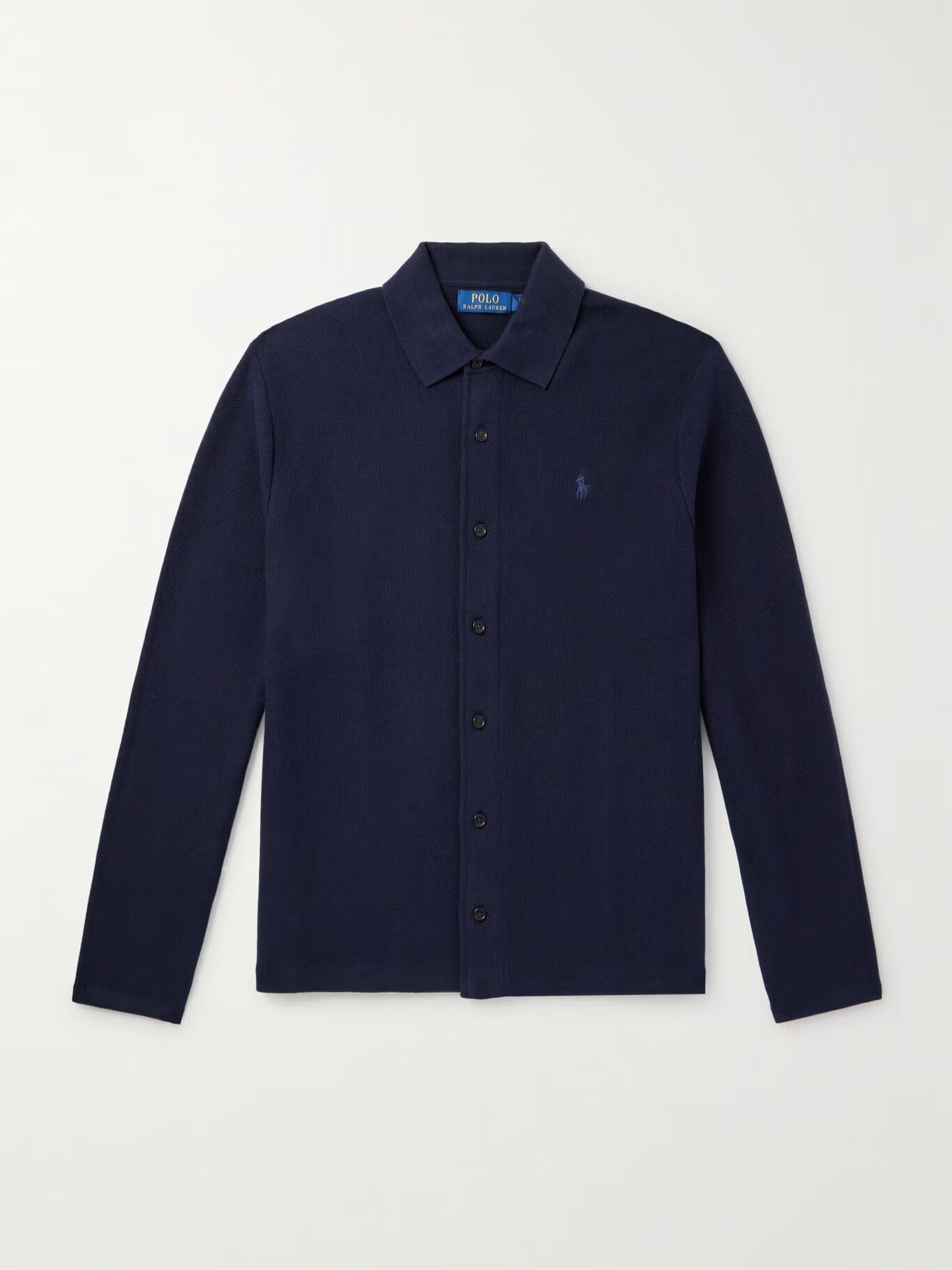 

Рубашка из хлопкового пике с вышитым логотипом POLO RALPH LAUREN, темно-синий