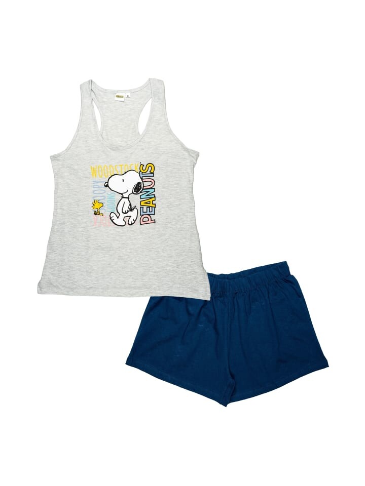 

Пижама United Labels Peanuts Snoopy Set ohne Ärmel Tanktop Shorts, цвет blau/grau