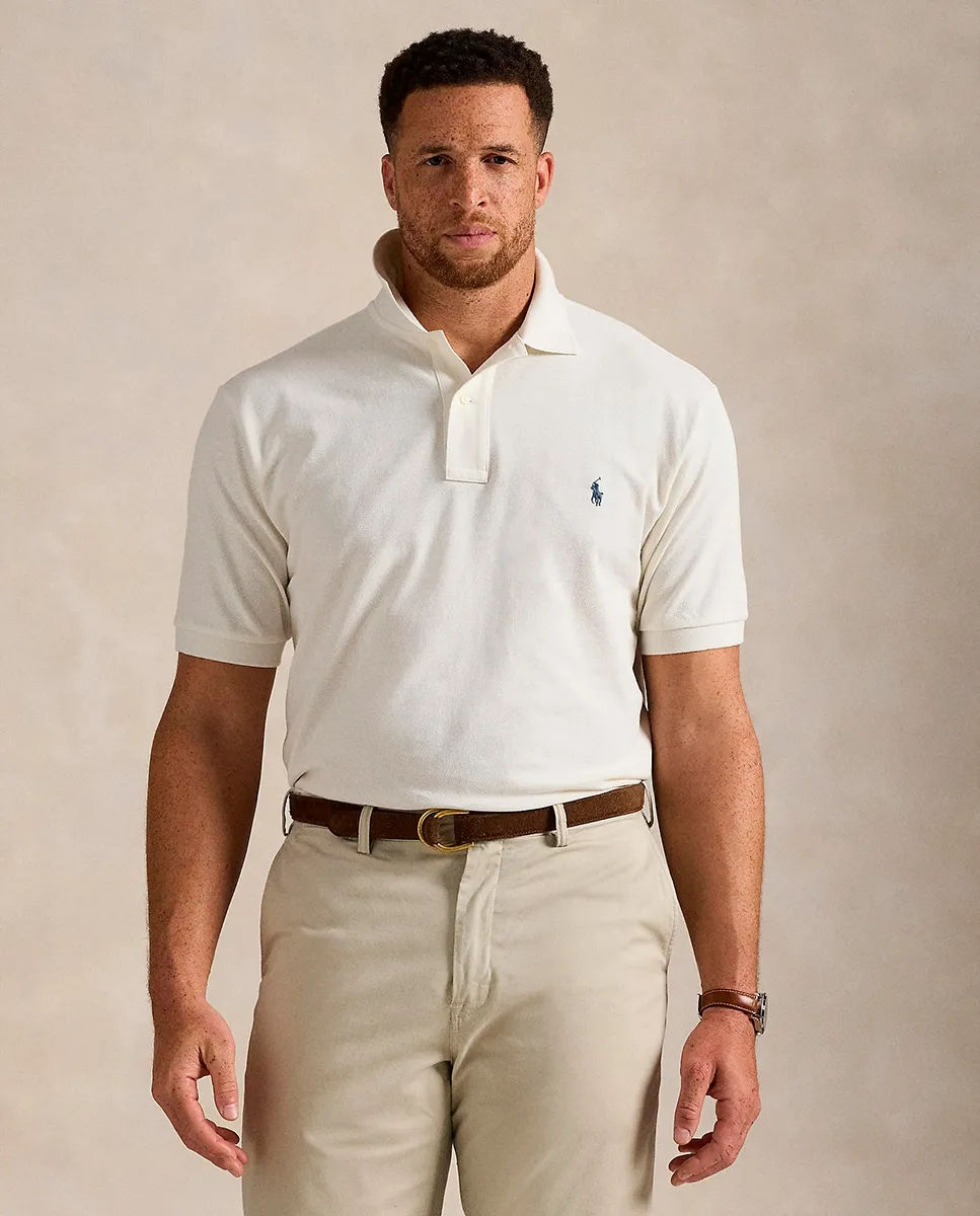 

Мужская футболка поло из пике, прямой крой, большие размеры Polo Ralph Lauren, светло-бежевый