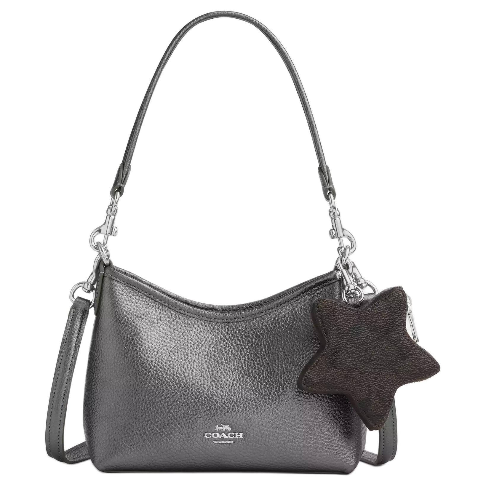 

COACH Сумка через плечо Laurel Leather с покрытием из ткани, маленькая, женская, серебристая