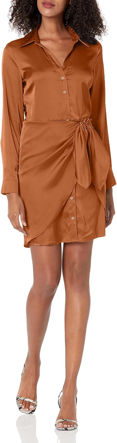 

GUESS Женское платье Essential Long Sleeve Alya, Brown Leaf