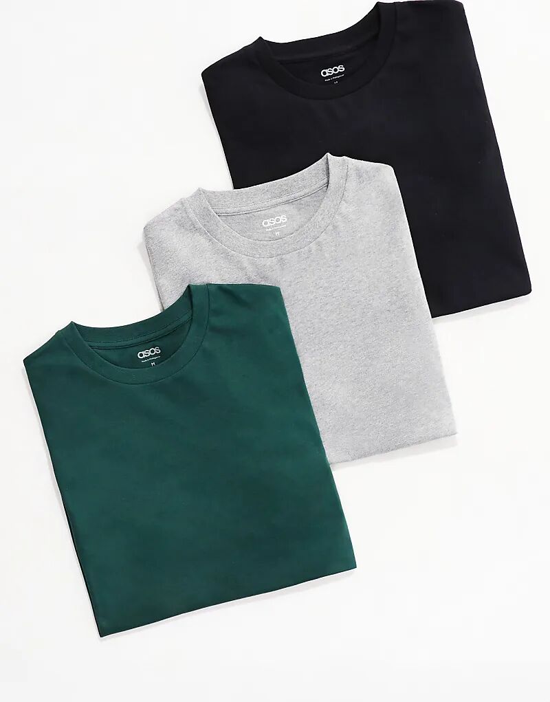 

Упаковка из 3 футболок с круглым вырезом разных цветов ASOS DESIGN