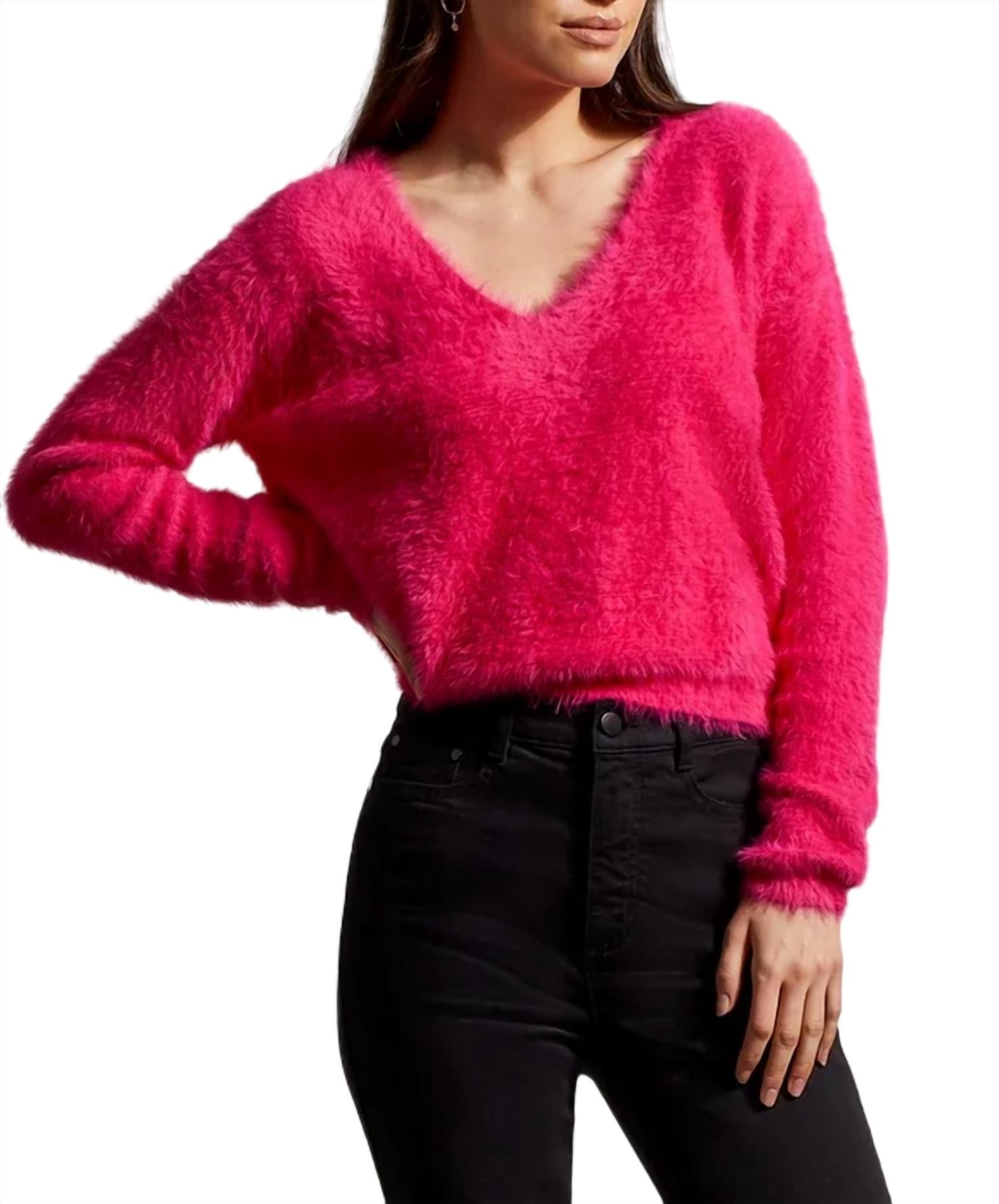 

Свитер с V-образным вырезом цвета фуксии TRIBAL, цвет fuchsia pink