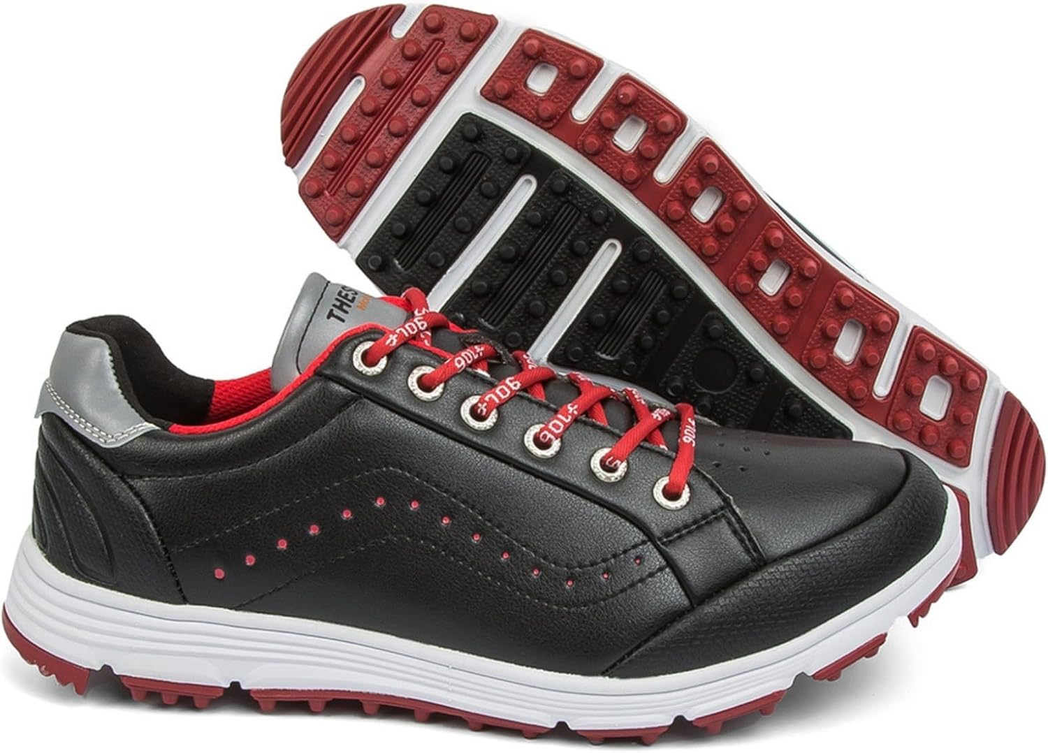 

Мужские гольф обувь профессиональная водонепроницаемая кожаная спортивная обувь для гольфа мужская для ходьбы - кроссовки для гольфа для мужчин Addallan, черный