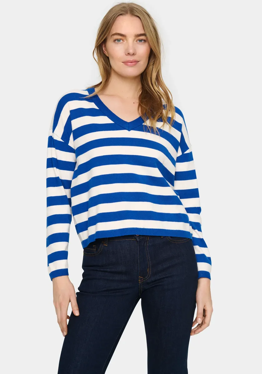 

Вязаный свитер Saint Tropez "FikamSZ V-Neck Pullover", синий