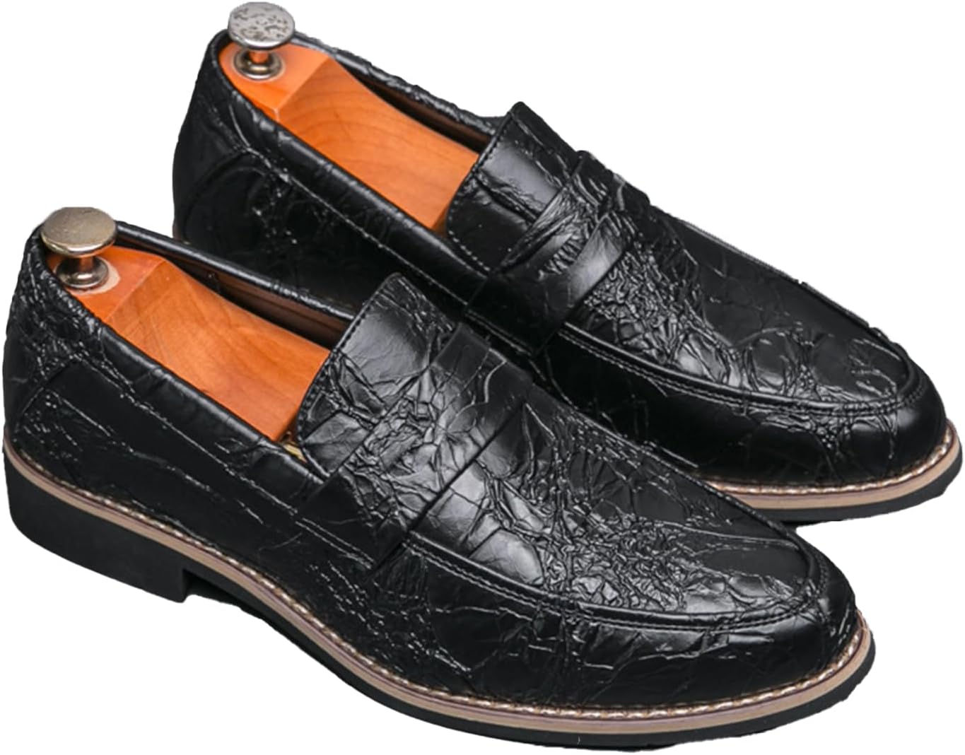 

Мужские классические кожаные лоферы с принтом на массивном каблуке, формальные туфли с модным узором, низкий каблук, круглый носок, без шнурков, туфли-лоферы для смокинга, для бизнеса, вечеринок и свадеб Uzujbaa, черный