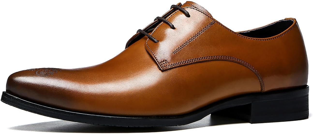 

Мужские оксфорды Santimon из кожи, формальные туфли броги дерби для деловой, вечерней, свадебной моды и повседневной ходьбы, коричневый