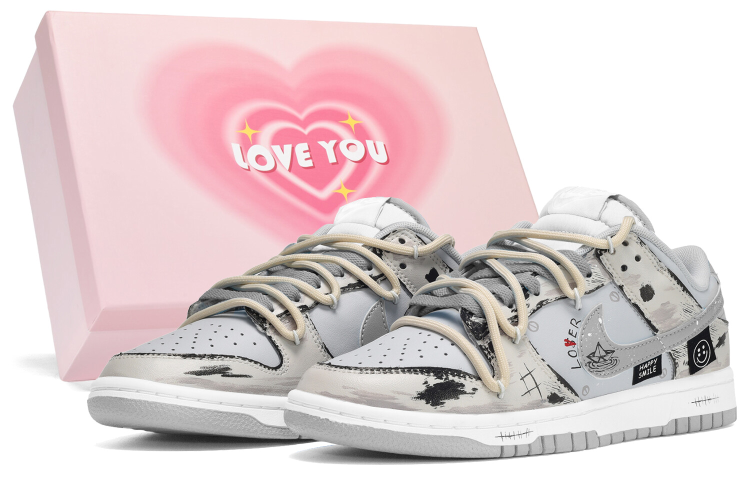 

Кроссовки Nike Dunk Skateboarding Shoes Men Low-top Black/Gray, черный/серый