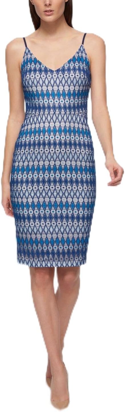 

GUESS Женское платье миди с ажурной вязкой и открытыми плечами, Sand Multi, 10, Blue/Multi