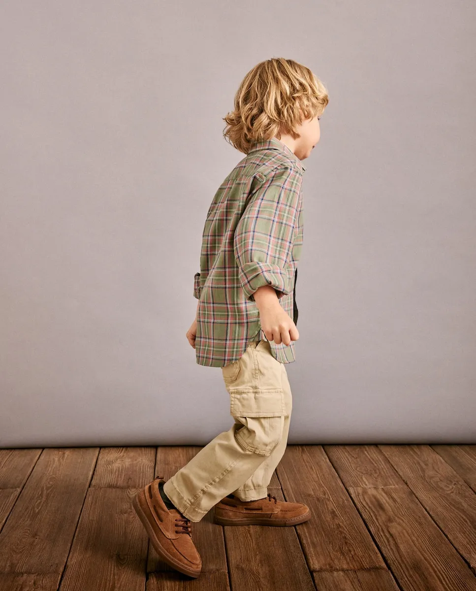 

Детские брюки карго из саржевой ткани Coconut El Corte Inglés, слоновая кость